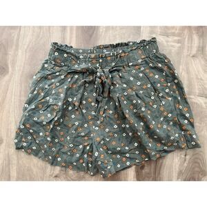 Linen Anthropologie Shorts Womens XS Green Elastic Waist Lagenlook,‎ Pockets